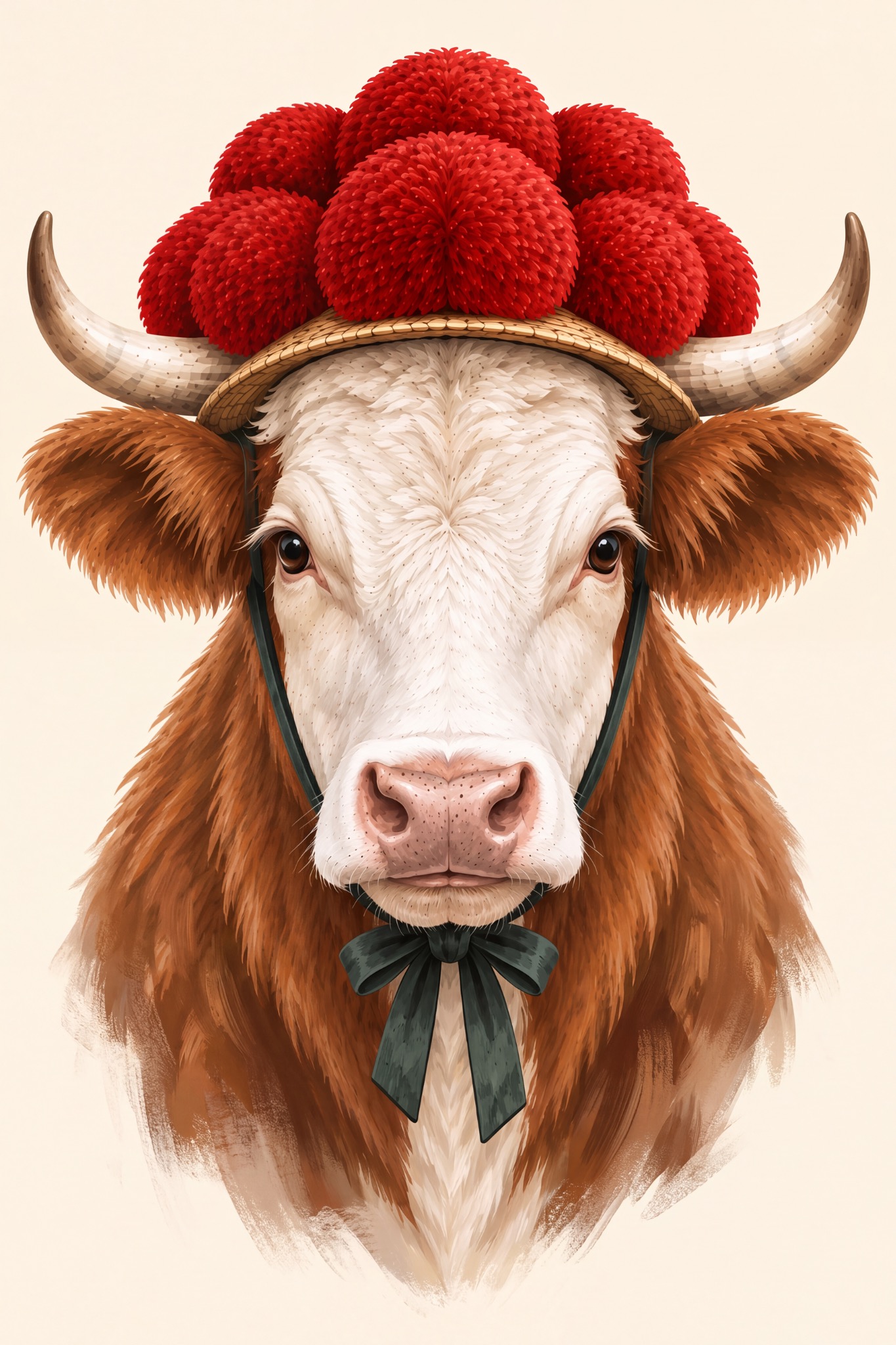 Hinterwälder Rind-Frau mit Bollenhut als originaler Fine Art Print