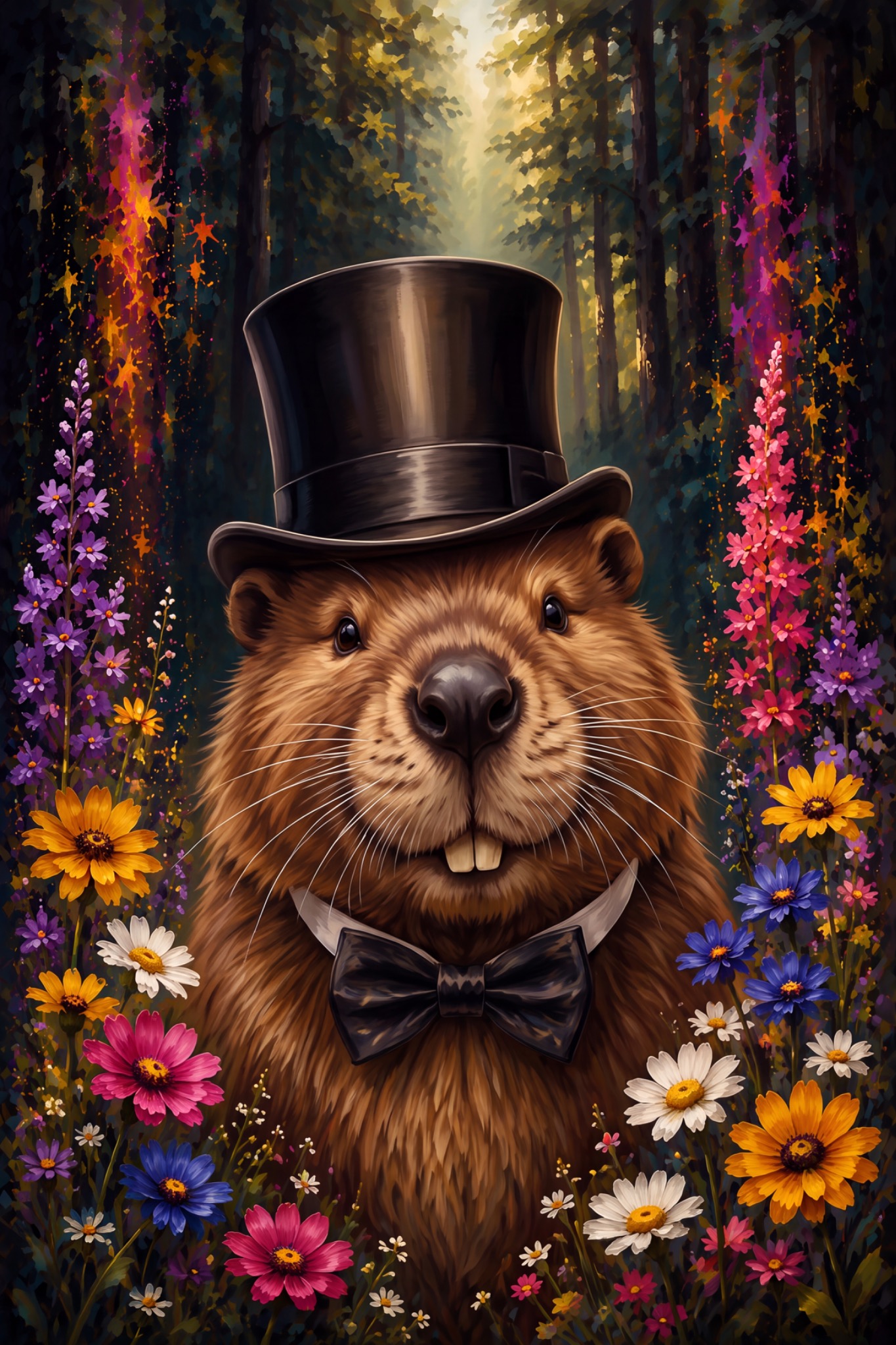 Biber-Herr mit Zylinder als originaler Fine Art Print
