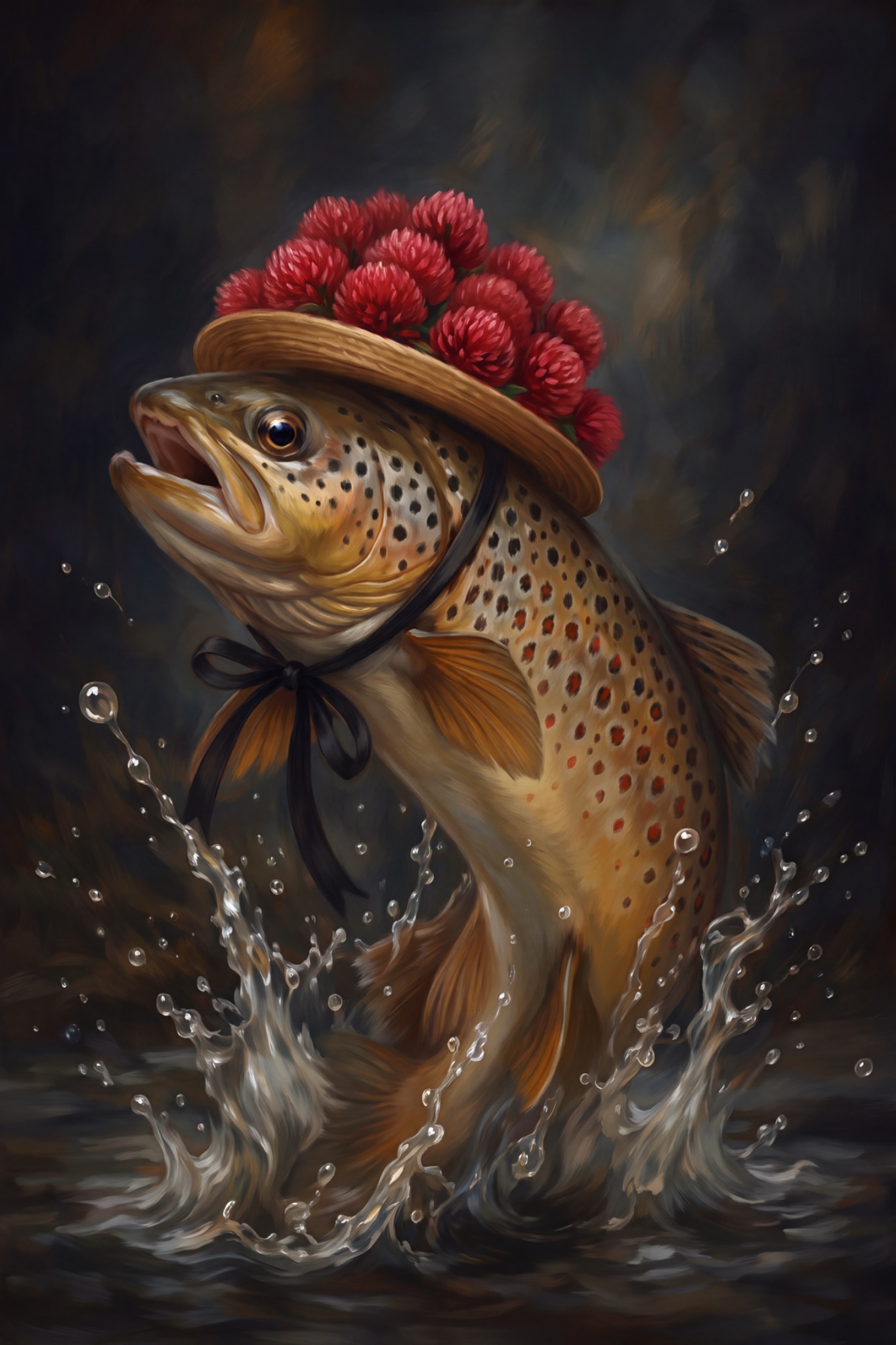 Forellen-Dame mit Bollenhut als originaler Fine Art Print